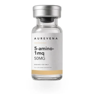 5-amino-1mq 50mg research peptide vial from Aurevena, for laboratory research use only