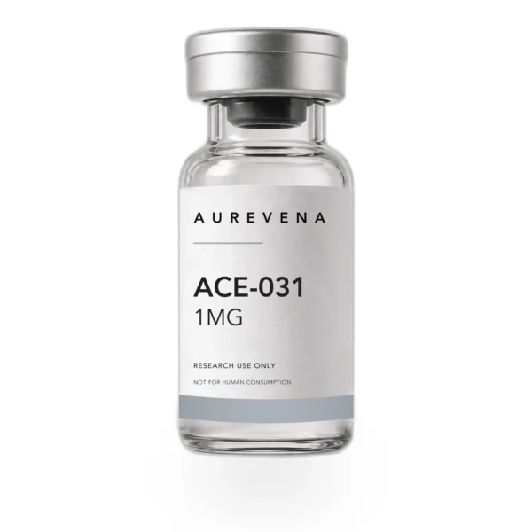 ACE-031 1mg research peptide vial from Aurevena, for laboratory research use only