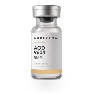 AOD 9604 5mg research peptide vial from Aurevena, for laboratory research use only
