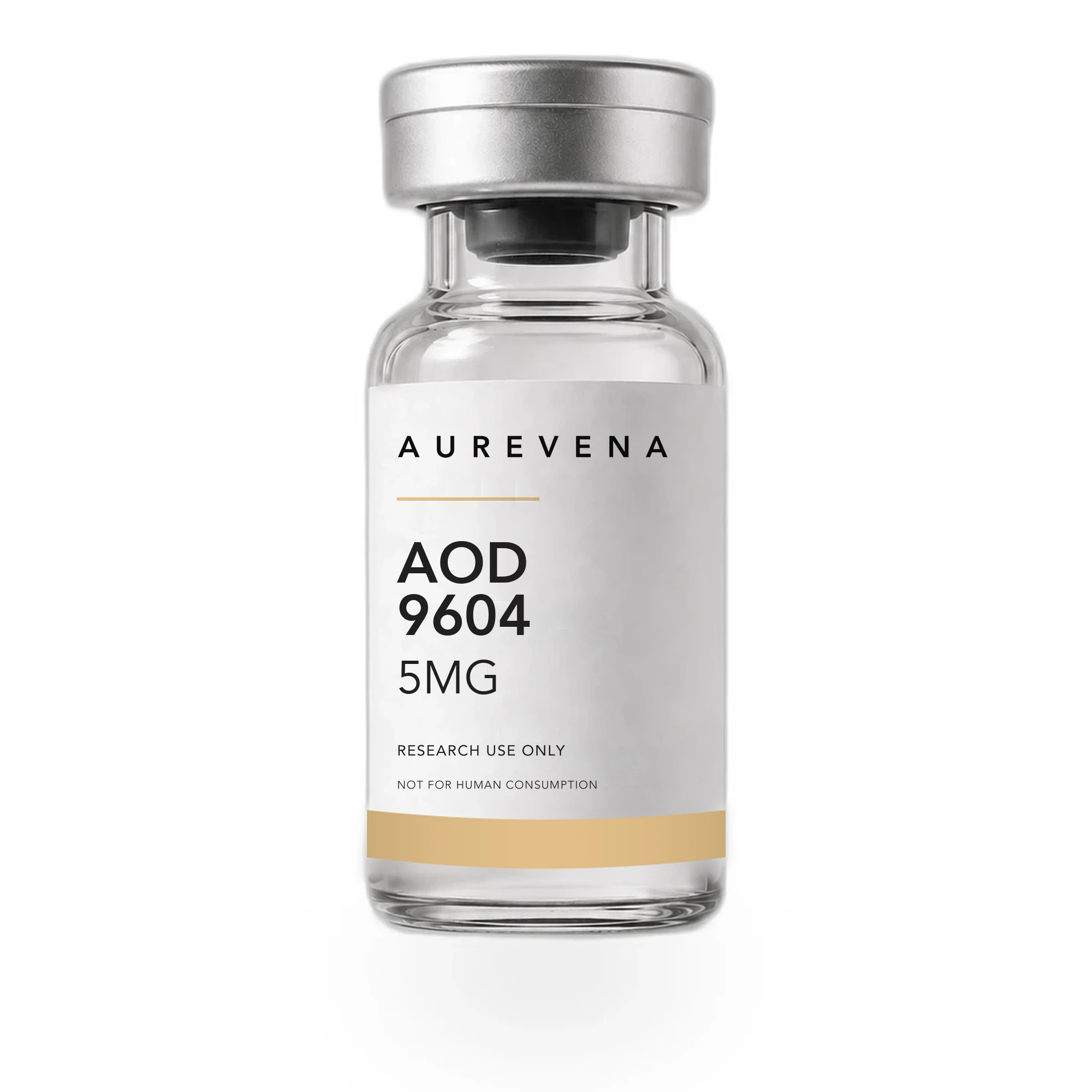 AOD 9604 5mg research peptide vial from Aurevena, for laboratory research use only