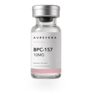 BPC-157 10mg research peptide vial from Aurevena, for laboratory research use only