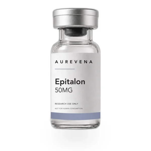 Epitalon 50mg research peptide vial from Aurevena, for laboratory research use only