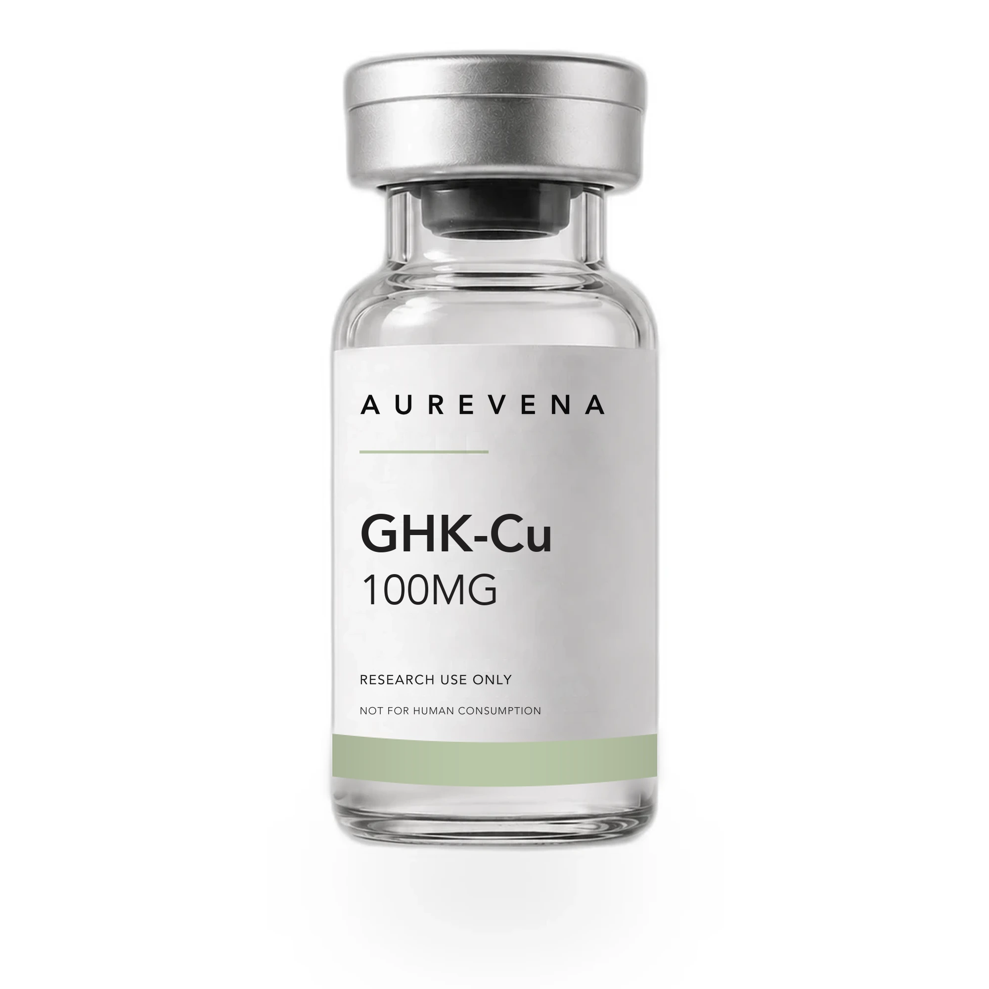 GHK-Cu 100mg research peptide vial from Aurevena, for laboratory research use only