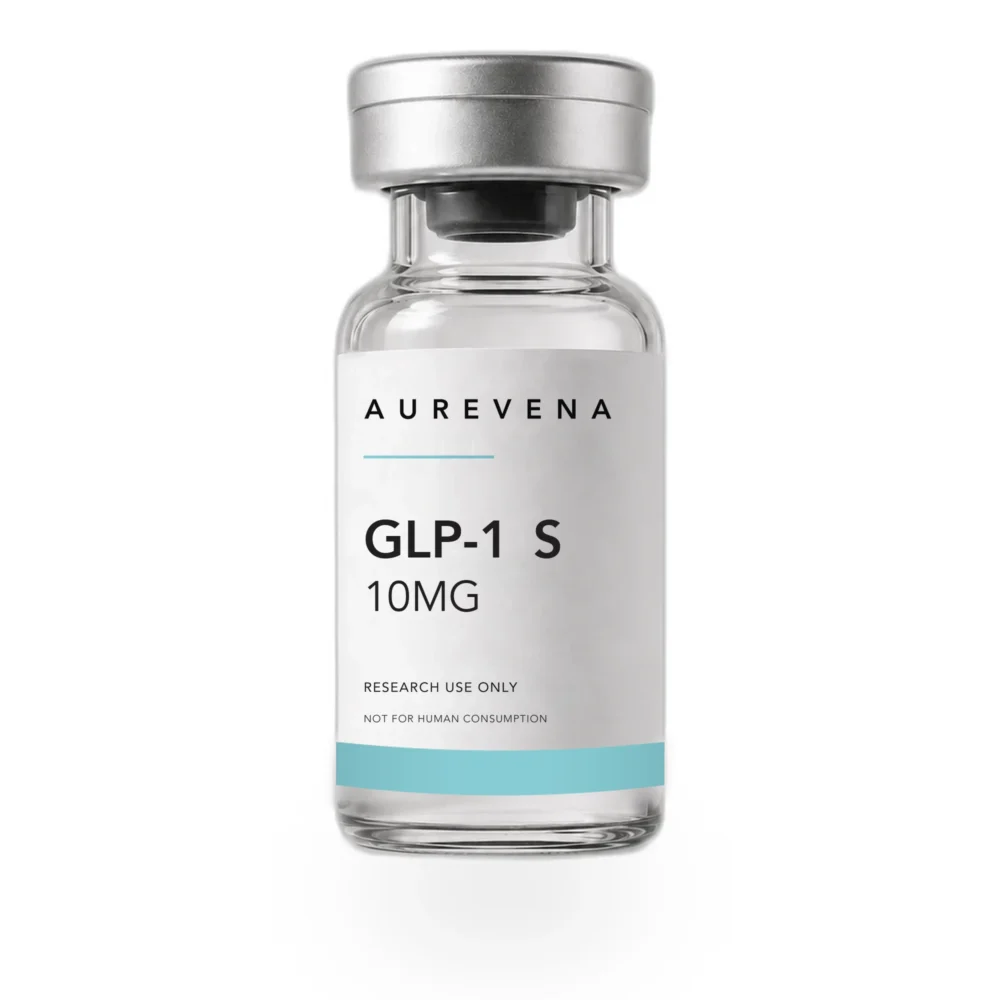 GLP-1 S 10mg research peptide vial from Aurevena, for laboratory research use only