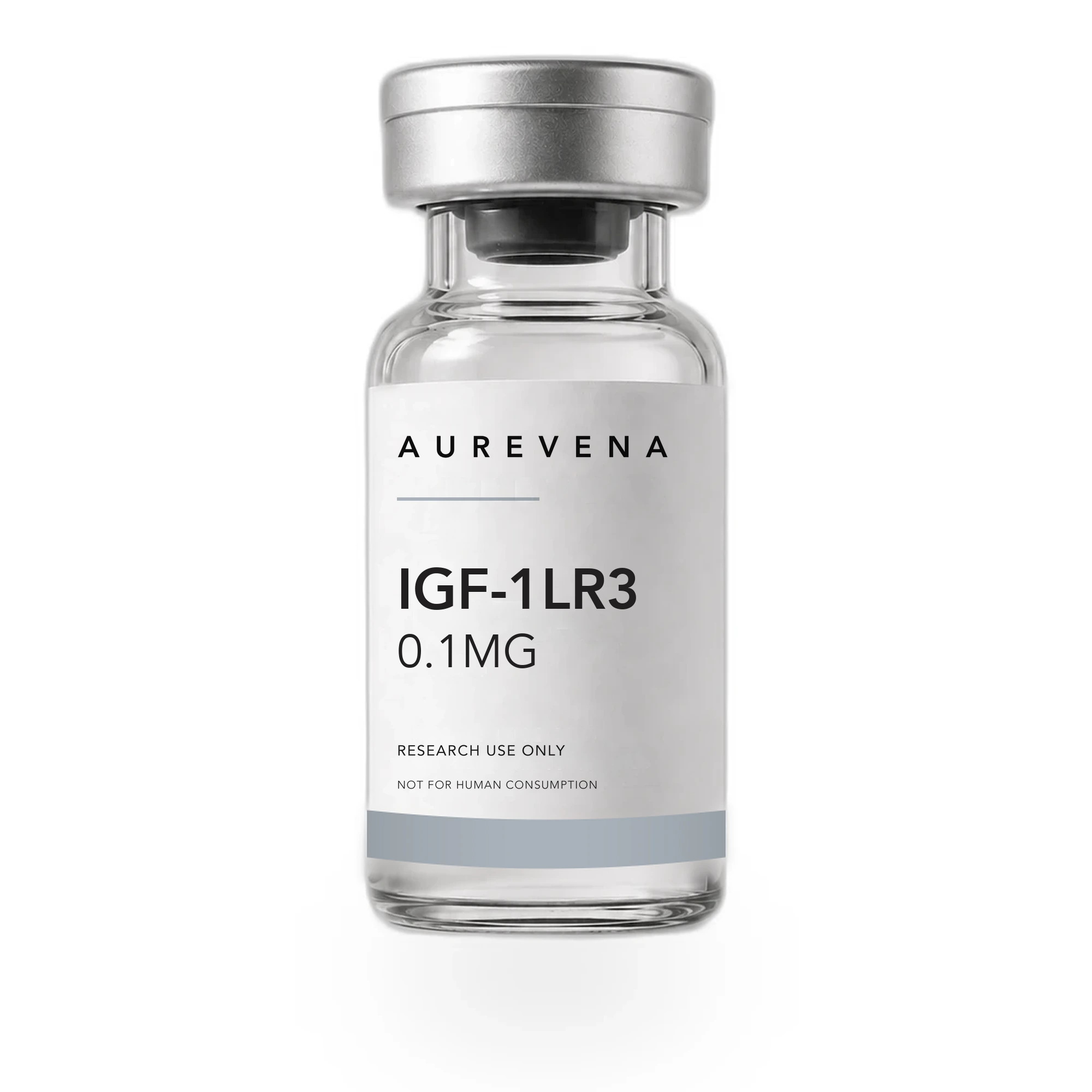 IGF-1LR3 0.1mg research peptide vial from Aurevena, for laboratory research use only