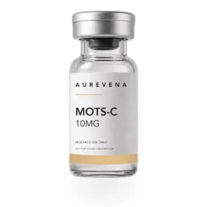 MOTS-C 10mg research peptide vial from Aurevena, for laboratory research use only