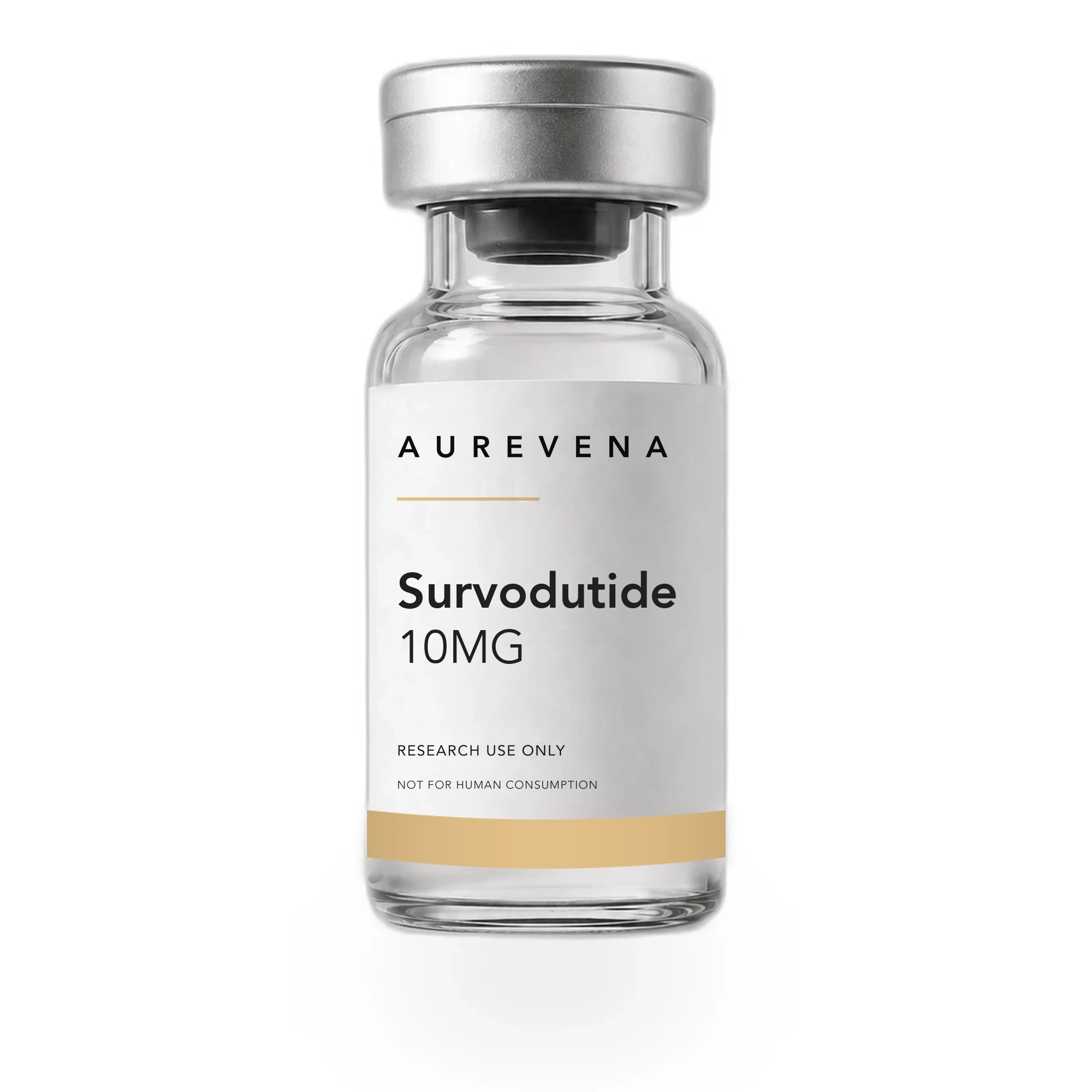 Survodutide 10mg research peptide vial from Aurevena, for laboratory research use only