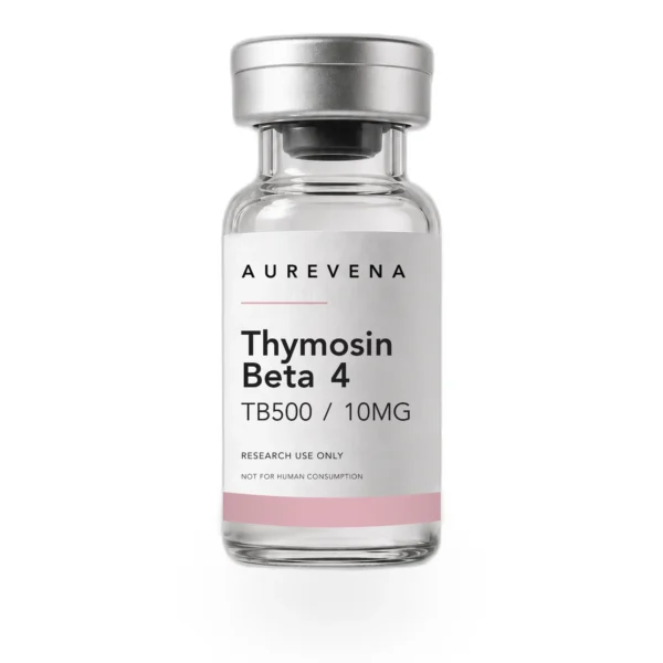 Thymosin Beta 4 TB500 10mg research peptide vial from Aurevena, for laboratory research use only