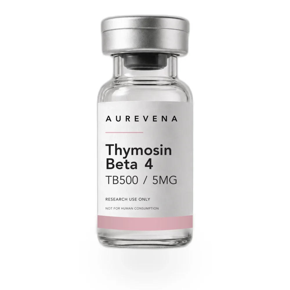 Thymosin Beta 4 TB500 5mg research peptide vial from Aurevena, for laboratory research use only