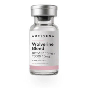 Wolverine Blend BPC-157 10mg / TB500 10mg research peptide vial from Aurevena, for laboratory research use only